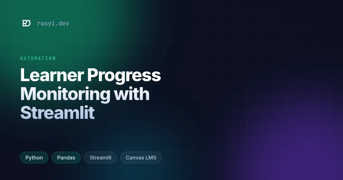 Creating Learner Progress Monitoring Using Python, Pandas and Streamlit
